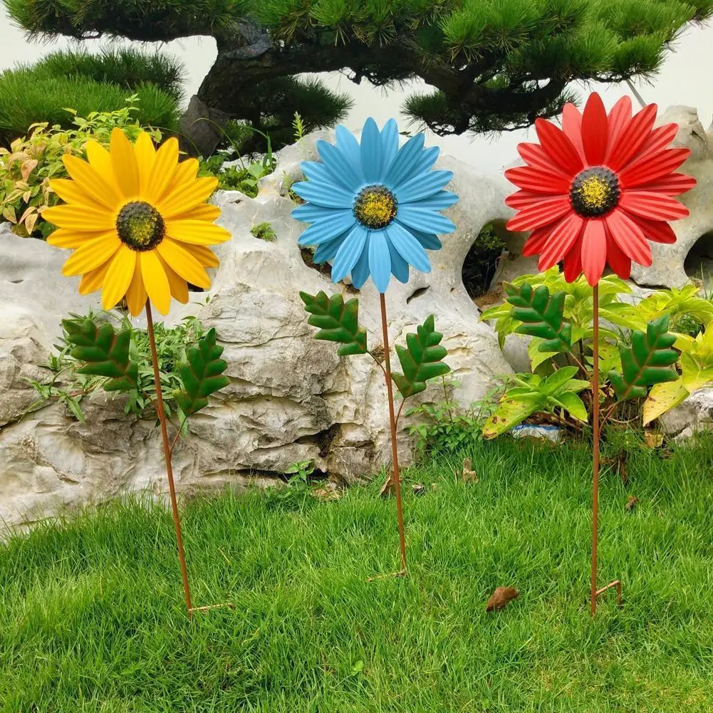 

Sunflower Windmill Metal Pinwheel Garden Stake Wind Sculptures For Outdoor Garden Balcony Patio Lawn Decor B3s8