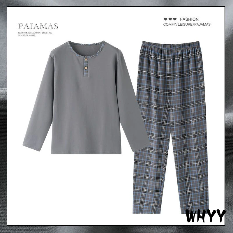 Autumn Winter Knitted Cotton Cartoon Men's Pyjamas Couple Pajamas Set Casual Male Sleepwear Pyjamas Night Pijamas Homewear 4XL