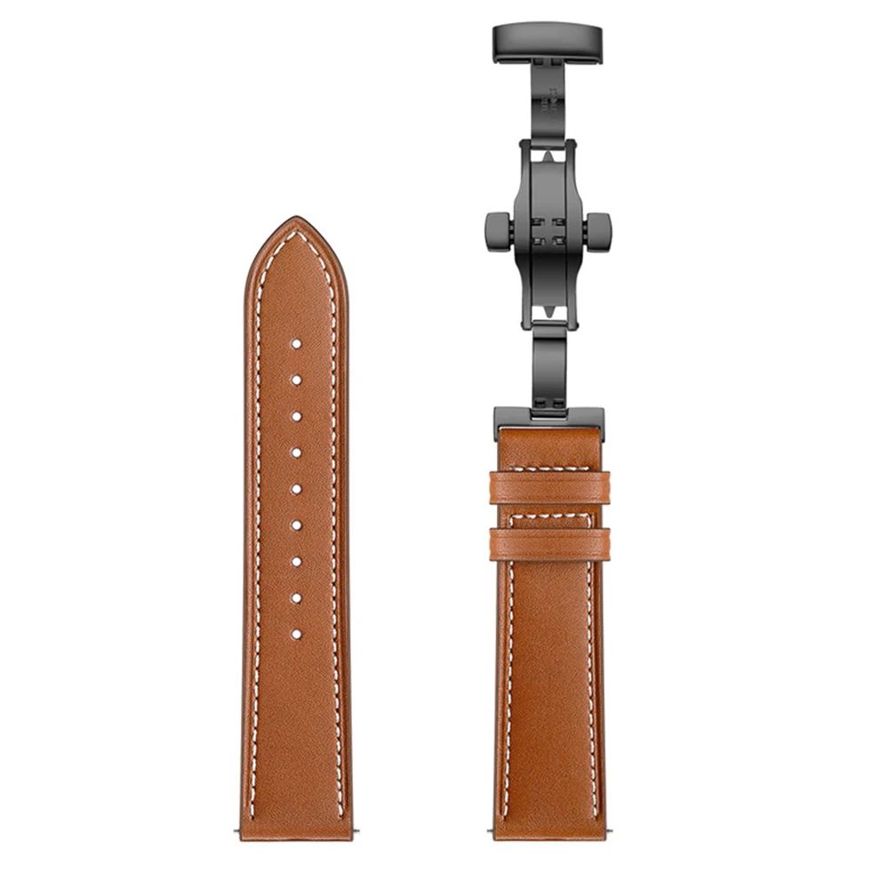 

For Samsung Galaxy Watch 4 Butterfly Buckle Leather Band 44mm 40mm / Galaxy Watch 4 classic 42mm 46mm / Active 2 Strap Watchband