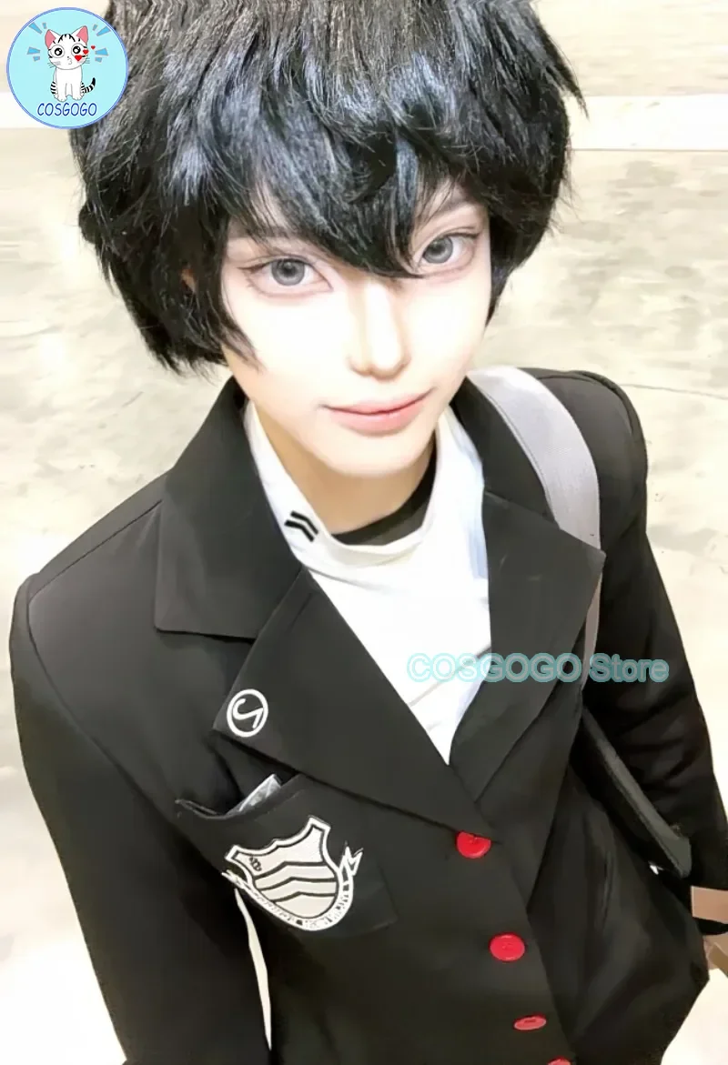COSGOGO [На складе] Persona 5 Касуми Йошизава Косплей Костюм Школьный значок JK Униформа