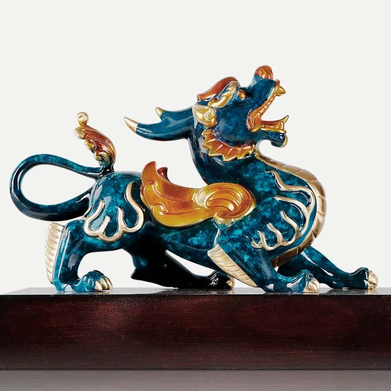 Принесите богатство деньги GOOD LUCK ZHEN ZHAI Dragon PI XIU BRONZE Скульптура FENG SHUI Статуя