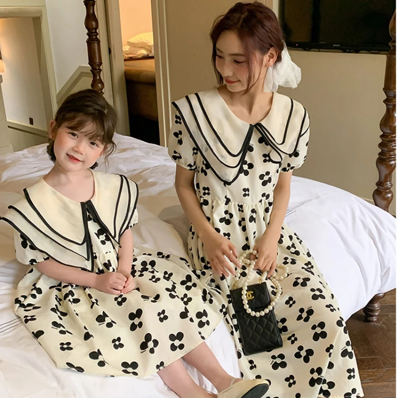 

Mother And Daughter Chiffon Dress Women Summer Dresses Spanish France Boutique Baby Girls Frock Mommy And Me Matching Clothes