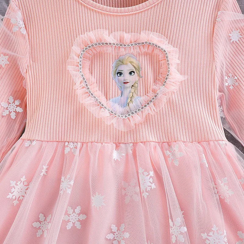 Новинка 2023 года платье принцессы Эльзы Диснея для девочек весенне-осеннее