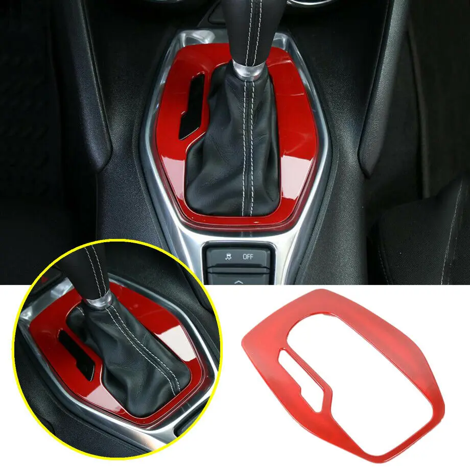 

For Chevrolet Camaro 2017-2021 ABS Red Car Gear Shift Box Knob Panel Cover Trim