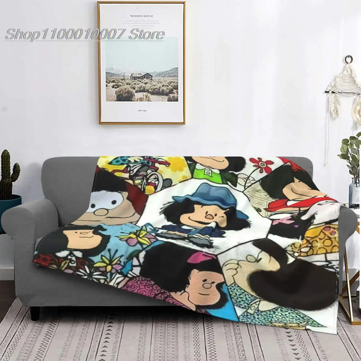 

Anime Plaid Mafalda Blankets Flannel Summer Portable Warm Throw Blanket for Sofa Outdoor Bedding Throws
