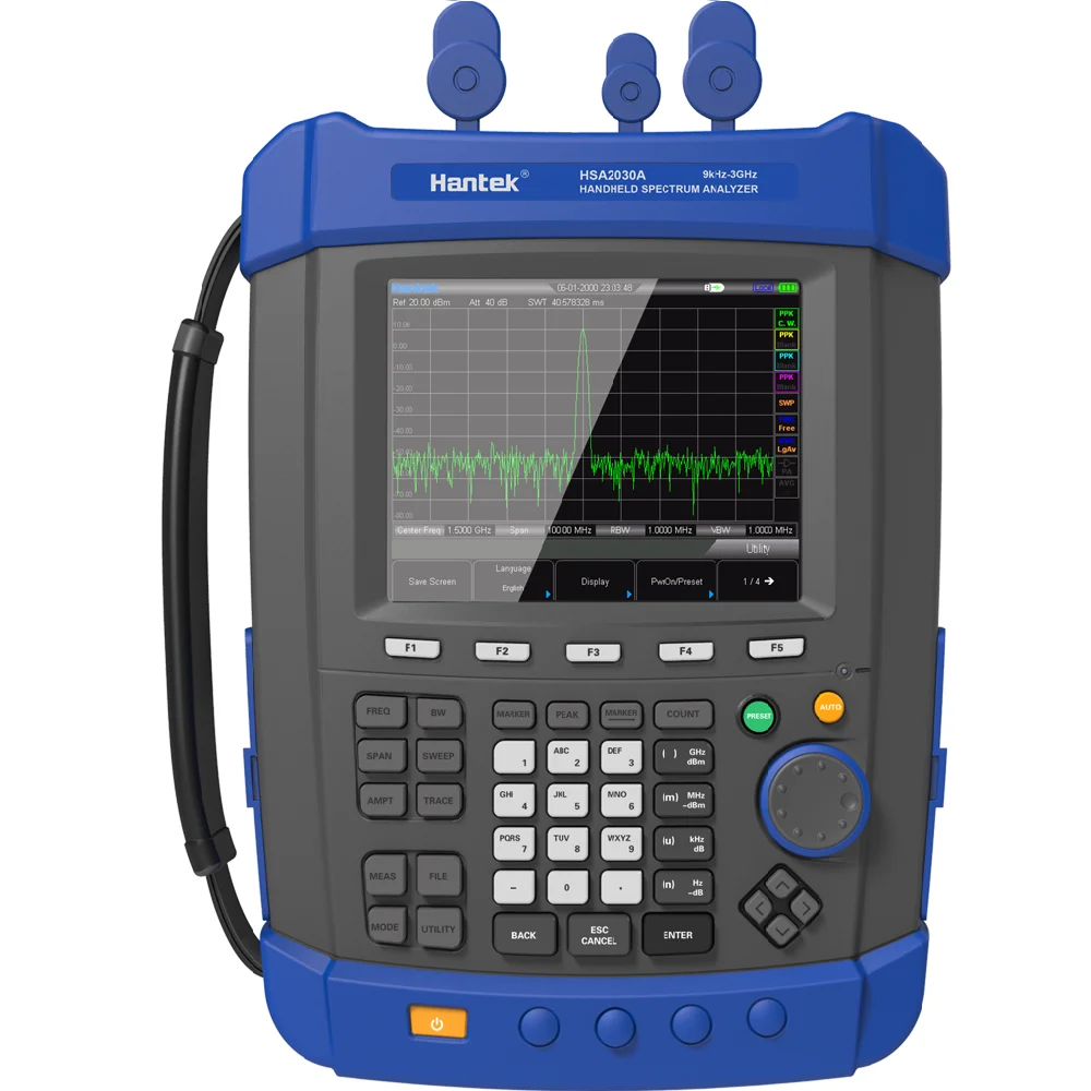 

Hantek HSA2030B Handheld Multifunction Mini Digital Spectrum Analyzer 9KHz~3.2GHz AC Coupling 5M~3.2GHz TG Spectrum Analyzer