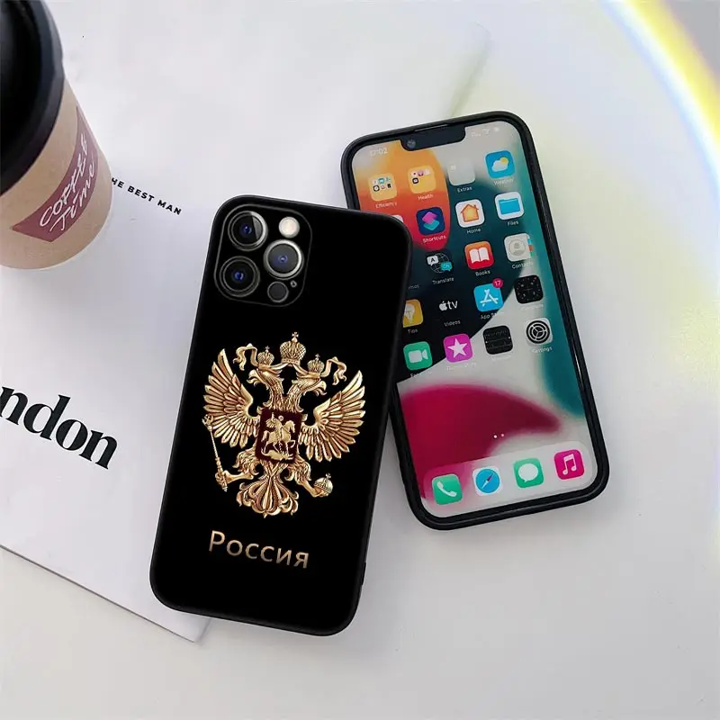 Чехол для телефона с российским флагом СССР iPhone 11 15 Pro Max чехол 14 Plus 13 12 X XS XR 6s 7 8 SE 2020