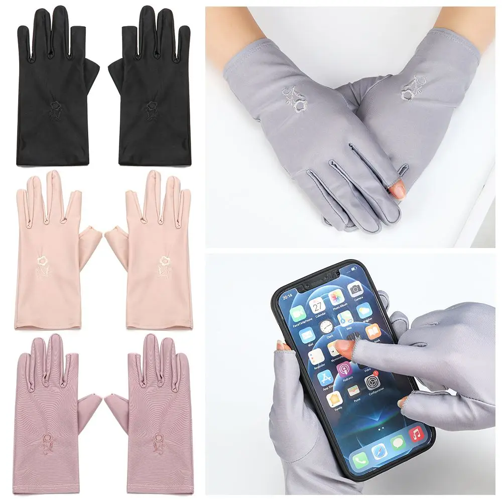 

Breathable Spring Summer For Outdoor Mittens Anti-Slip Driving Gloves Sport Gloves Sunscreen Open/Half Fingers