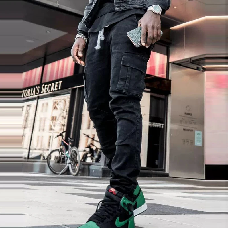 2023 Popular men jeans side pocket tights street style jeans fashione men stretch jeans can be worn in spring, summer and autumn