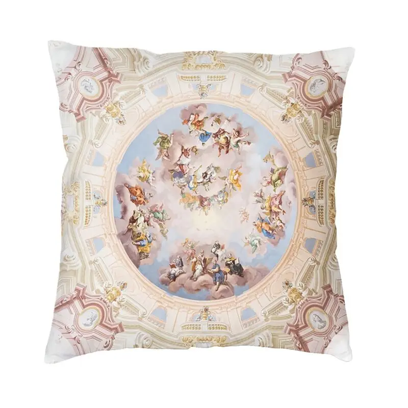 Renaissance Ceiling Painting Gods Angels Fresco Cushion Covers 45x45 Soft Baroque Throw Pillow Case Sofa Car Square Pillowcase