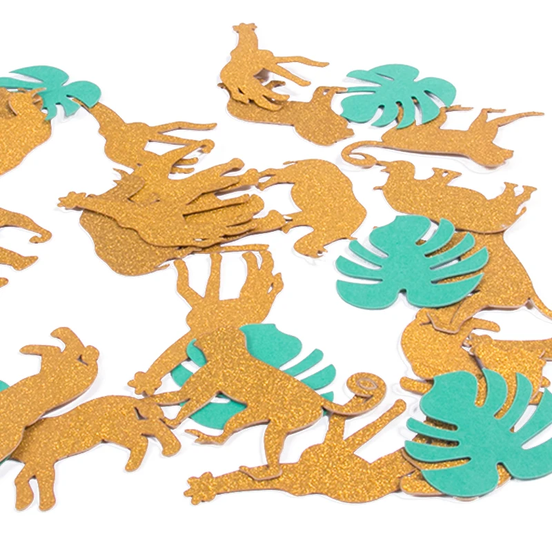 

100pcs Gold Glitter Jungle Safari Animal Confetti Safari Zoo Boy Baby Shower Party Birthday Supplies Decorations Table Decor