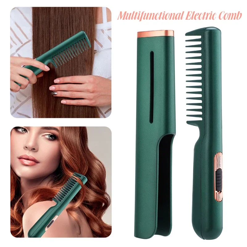 

Electric Hair Straightener Brush Comb Mini Hair Curler Fast Heating Men Beard Straightening Iron Hot Combs Wet Dry Styling Tools