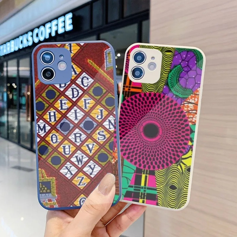 

African Style Phone Case For IPhone 14 13 12 11 Pro Max X XR XS 8 7 Plus Liquid Glass Color Phone Cover