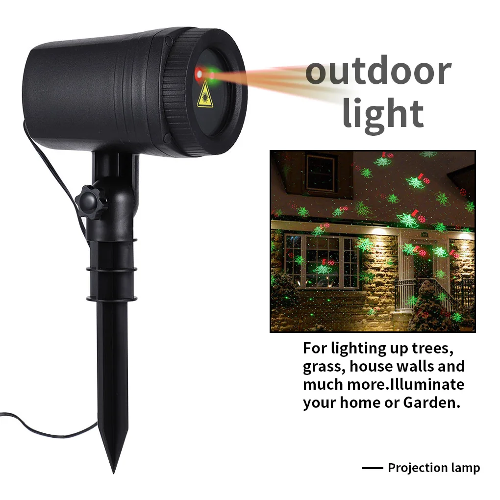 

Лазерсветильник проектор с дистанционным управлением, светодиодный садовый лазерный проектор для улицы, вечеринки, Рождества, ландшафта