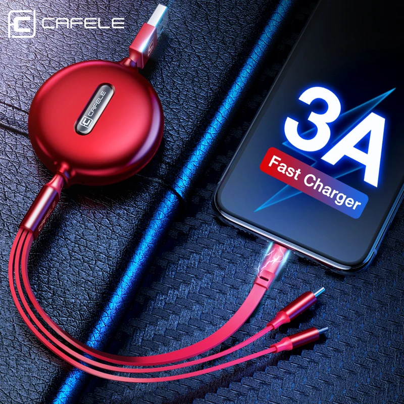 

3 в 1 Выдвижной USB кабель быстрое зарядное устройство 3 А кабель для передачи данных кабель провод Type-C Micro для iOS, Samsung iPhone Huawei Xiaomi