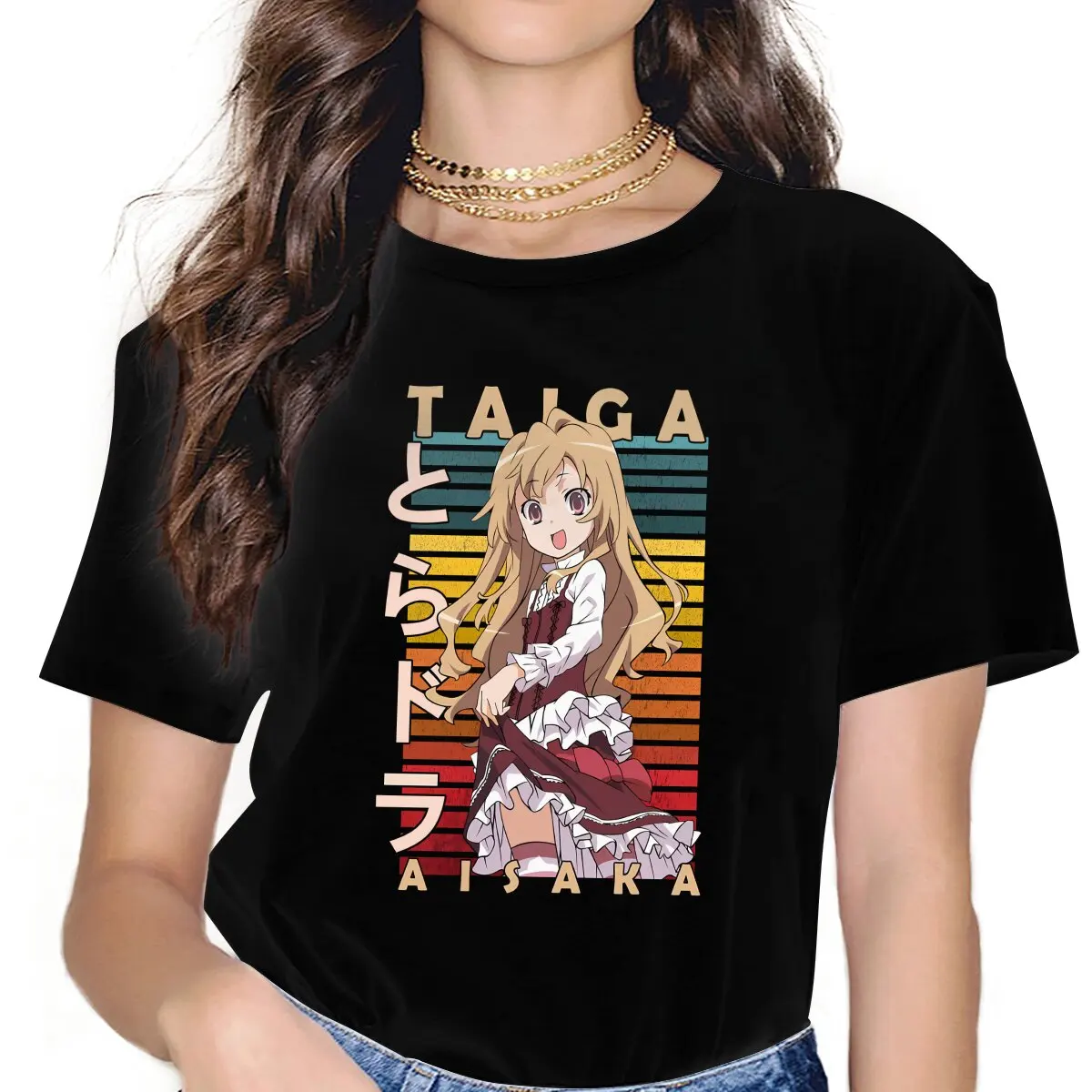 

Novel Toradora Taiga Aisaka Cute T Shirt Vintage Alternative Women's Polyester Tshirt O-Neck