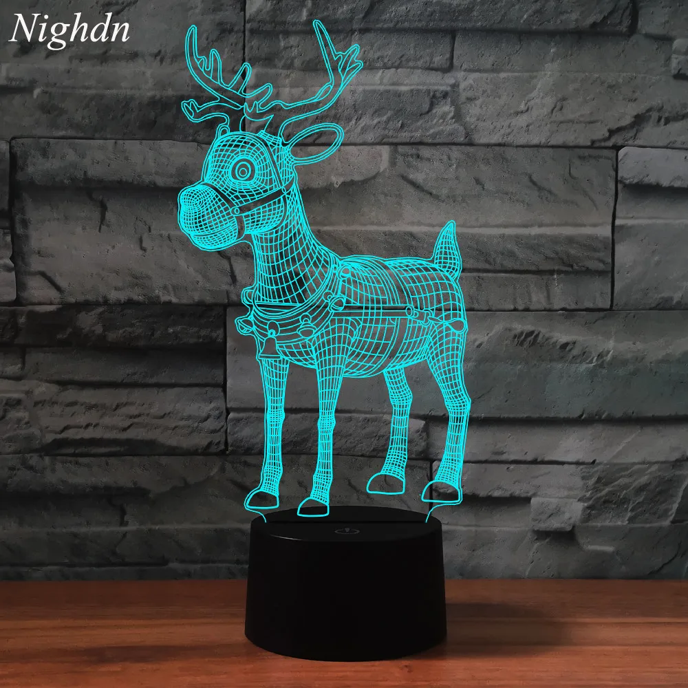 

New Deer 3D Lamp Illusion Night Light Colorful Bedroom Decoration USB Nightlight for Child Xmas Birthday Gifts for Kids Baby