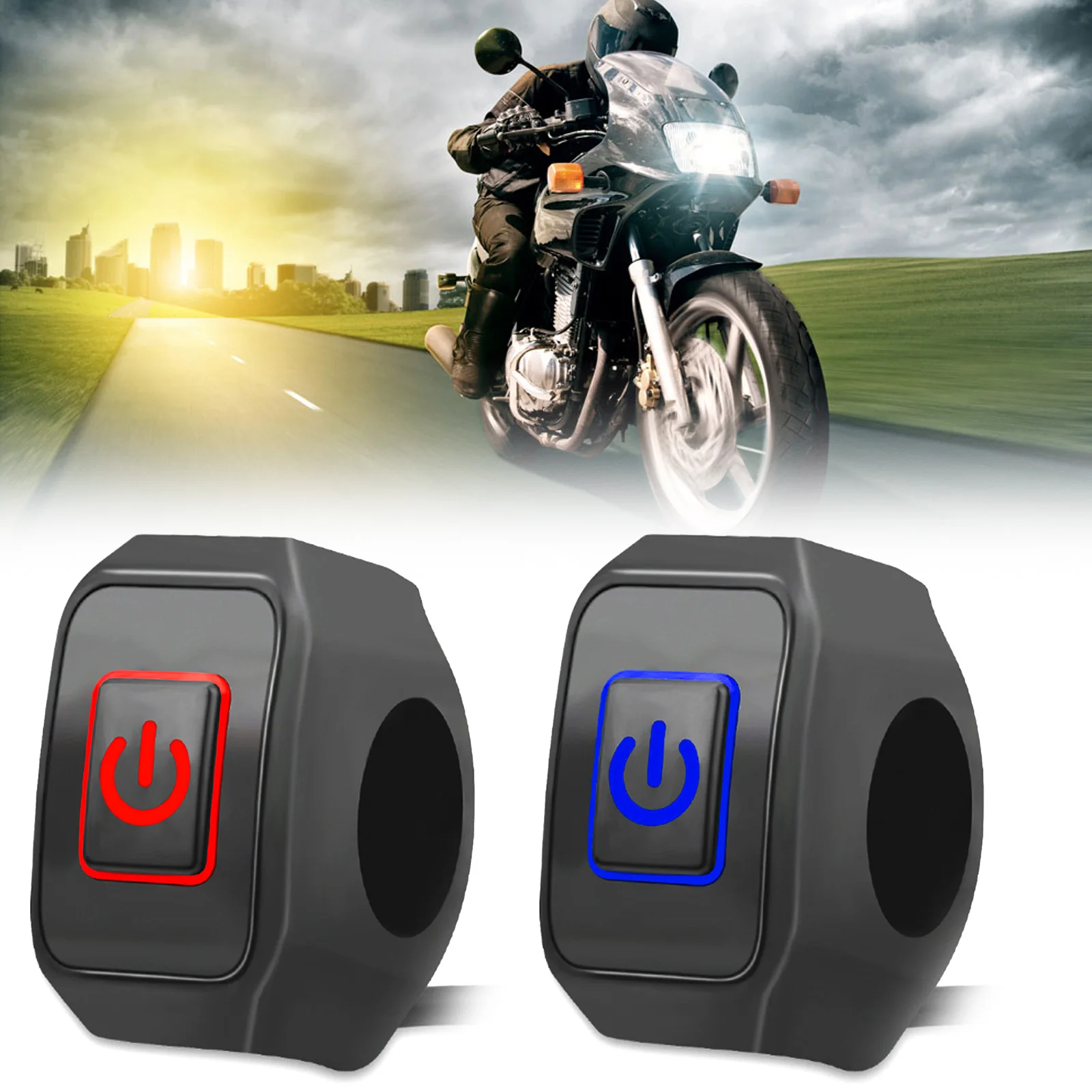 

Переключатель мотоцикла головсветильник свет клаксон модифицированный переключатель управления крепление на руль красная Синяя кнопка Светодиодный светильник кой