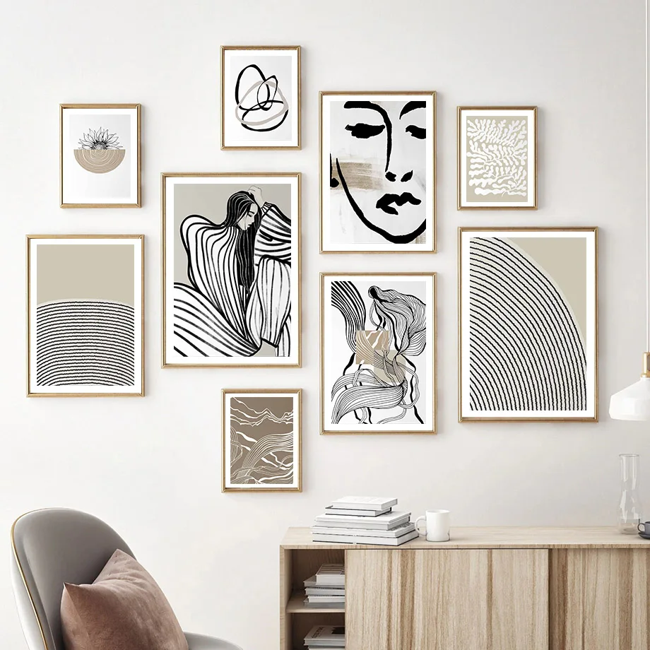 

Minimalism Abstract Line Girl Face Flower Nordic Posters And Prints Wall Art Canvas Painting Wall Pictures For Living Room Decor
