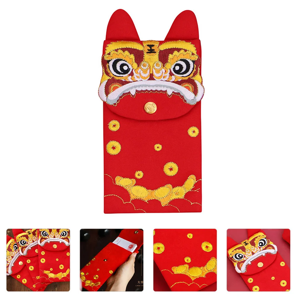 

New Year Red Envelopes Three-dimensional Embroidery Red Packet for Tiger Year