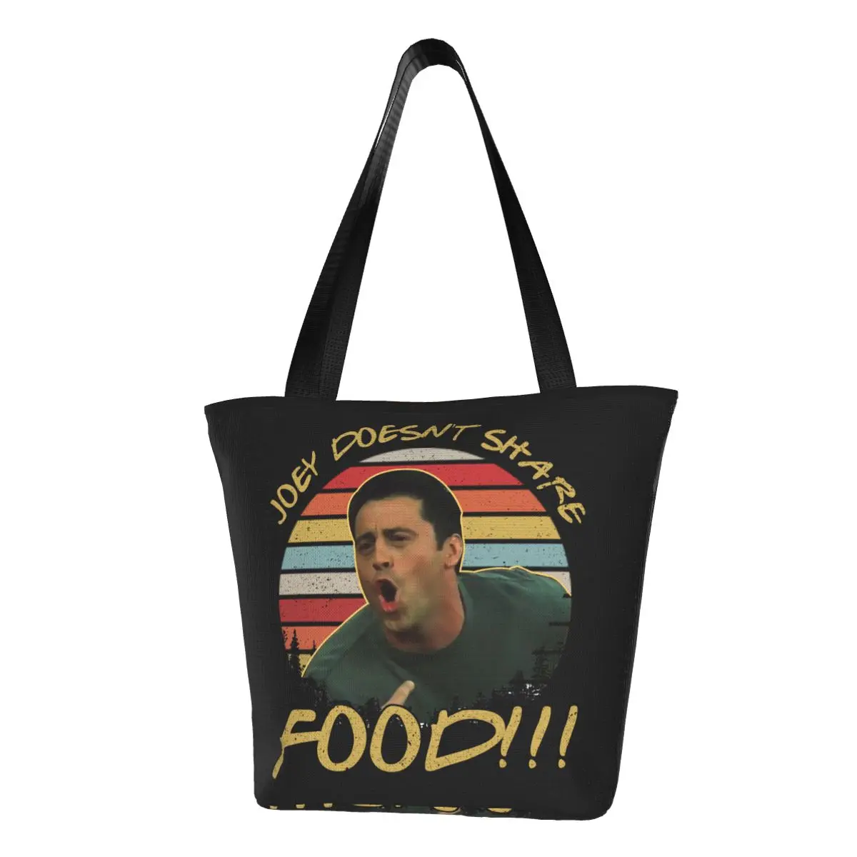 

Funny Joey Meme Friends Groceries Shopping Bag Custom Canvas Shopper Tote Shoulder Bags Large Capacity Portable Tv Show Handbag