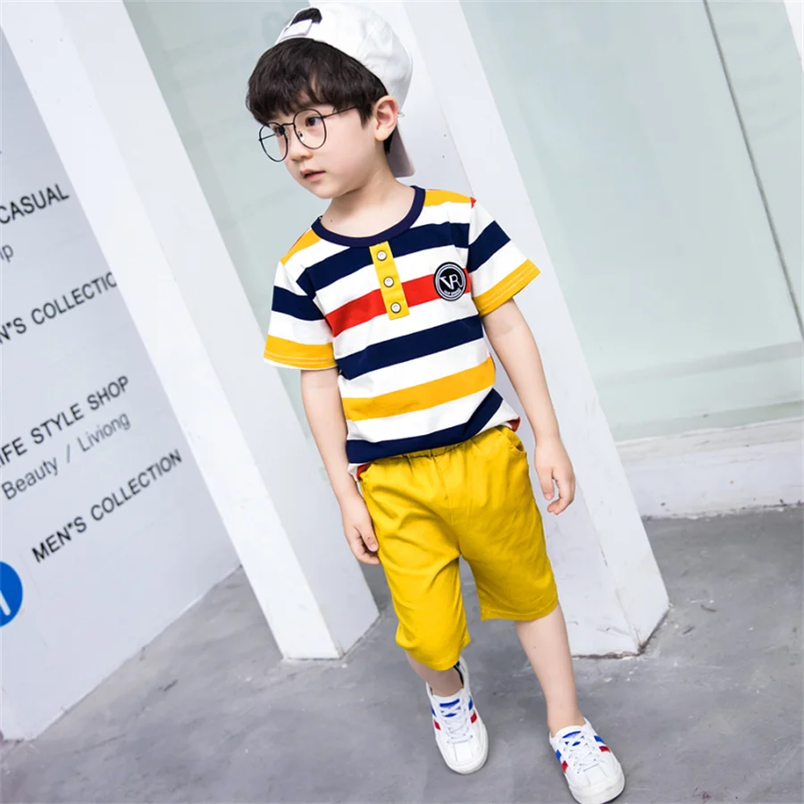 Летняя одежда для маленьких мальчиков 2022 корейская мода с круглым вырезом