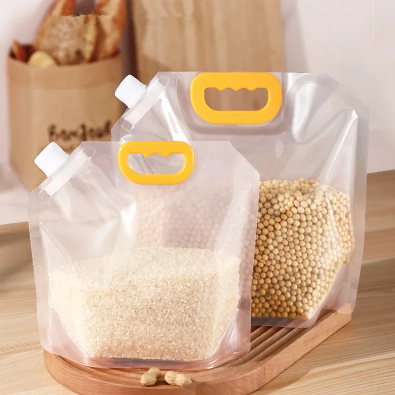 

5Pcs Kitchen Storage Bag Grain Moisture-proof Sealed Bag Insect-proof Transparent Portable Food-grade Transparent Storage Bags