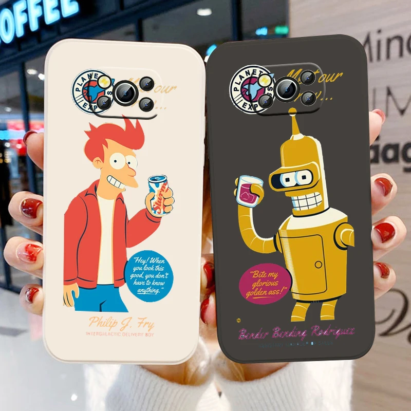 

Disney Futurama Fry Bender Phone Case For Xiaomi Mi Poco X4 X3 C40 C31 C3 M4 M3 F4 F3 GT Pro NFC Soft Liquid Rope Cover