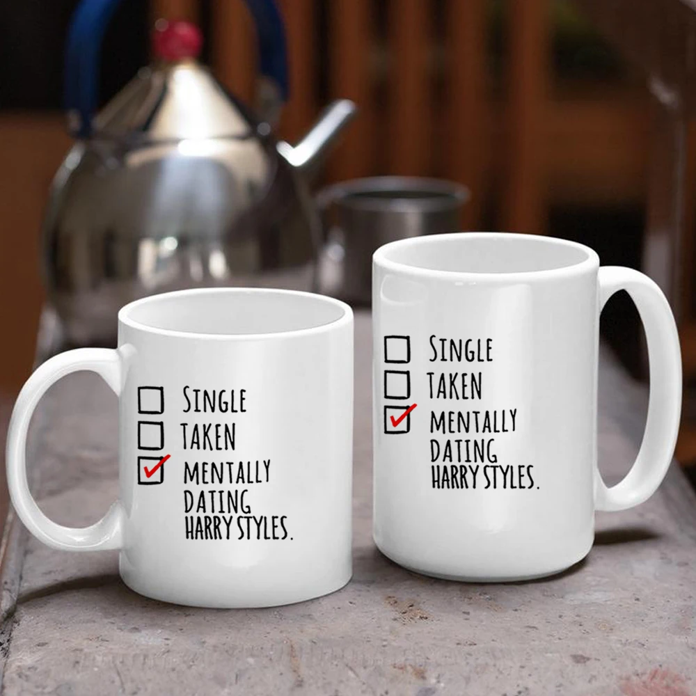 

15oz Couple Spouse Gift Coffee Mugs Single Taken Mentally Dating 450ml Big Ceramic Tea Cup Christmas Gift Mug