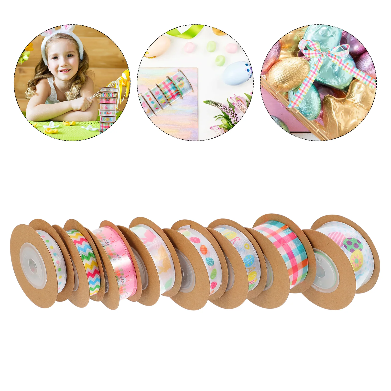 

8 Rolls Easter Ribbons Useful Lovely Chic Gift Ribbons Packaging Ribbons Decorative Ribbons Wrapping Ribbons