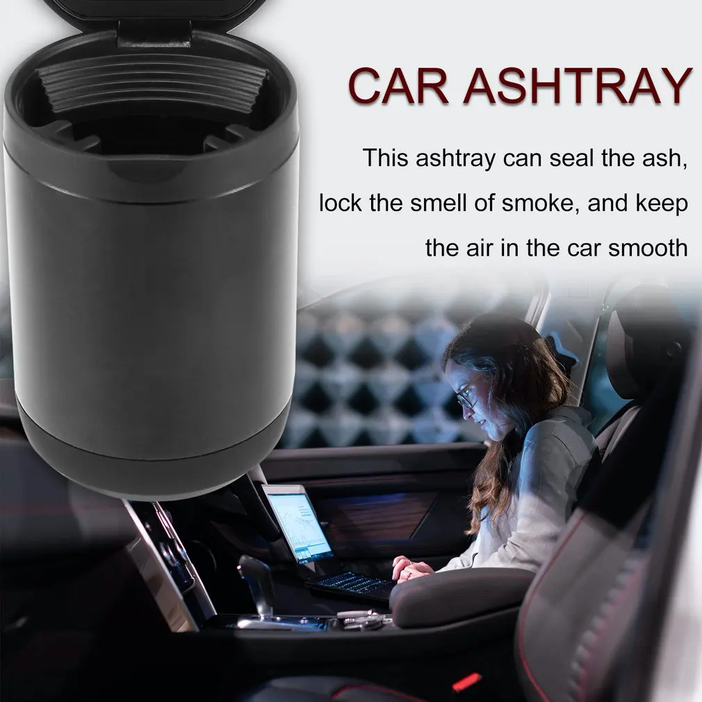 

Car Ashtray LED Light Alloy Ash Tray Aluminum Cup Portable Smokeless Auto Ashtray Flame Retardant Cigarette Holder Box