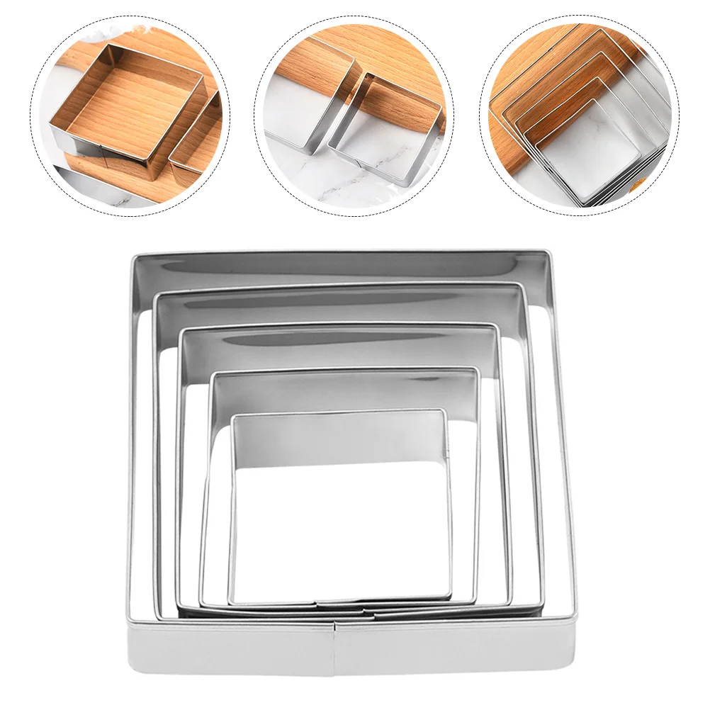 

Square Biscuit Molds Cookie Set Stainless Steel Ring Cake Mousse Baking