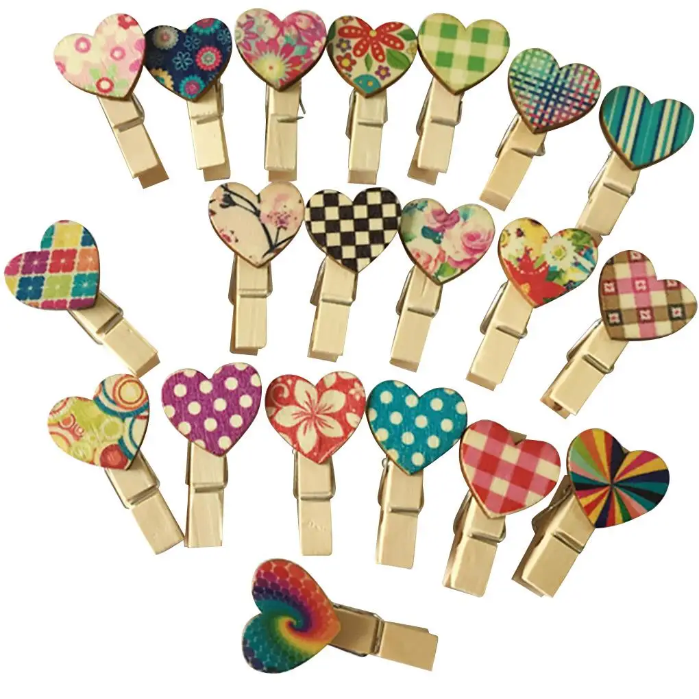 

50 Pieces Wood Pegs Crafts Clips Scrapbooking Clothespin Pattern Random