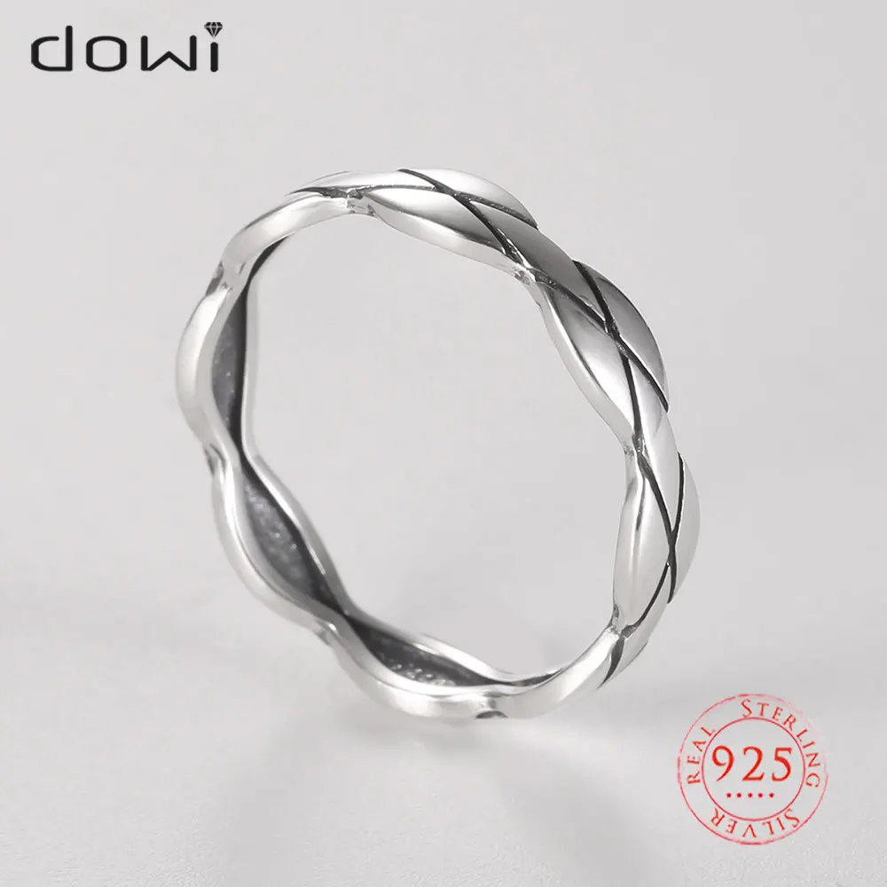 

Dowi Retro 925 Sterling Silver Thick Wave Finger Rings for Women Man Simple Style Punk Jewelry Party Engagement Gifts 2021