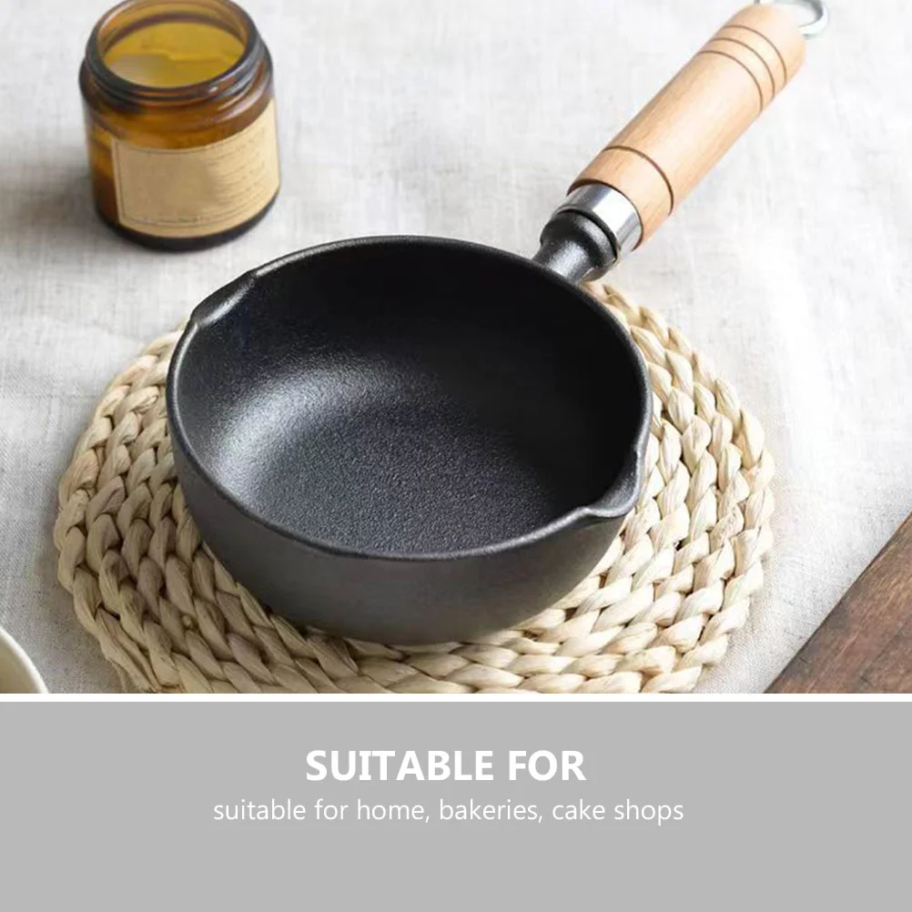 

Wok Metal Sauce Pot Spout Small Oil Boil Kitchen Iron Saucepan Pour Handle Saute