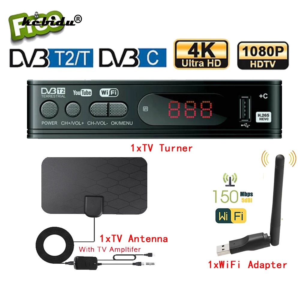 

ТВ-приставка DVB-T/T2, 4K, с усилителем, 150 м