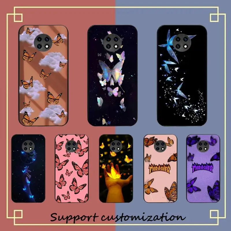 

Butterfly Phone Case For Xiaomi Redmi Note 8A 7 5 Note 8pro 8T 9Pro TPU Coque for note 6pro
