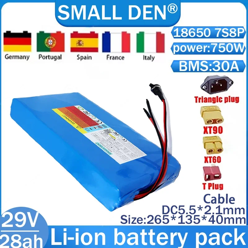 29V28Ah 18650 7S8P литий-ионный аккумулятор 750 Вт для электроинструмента большой емкости