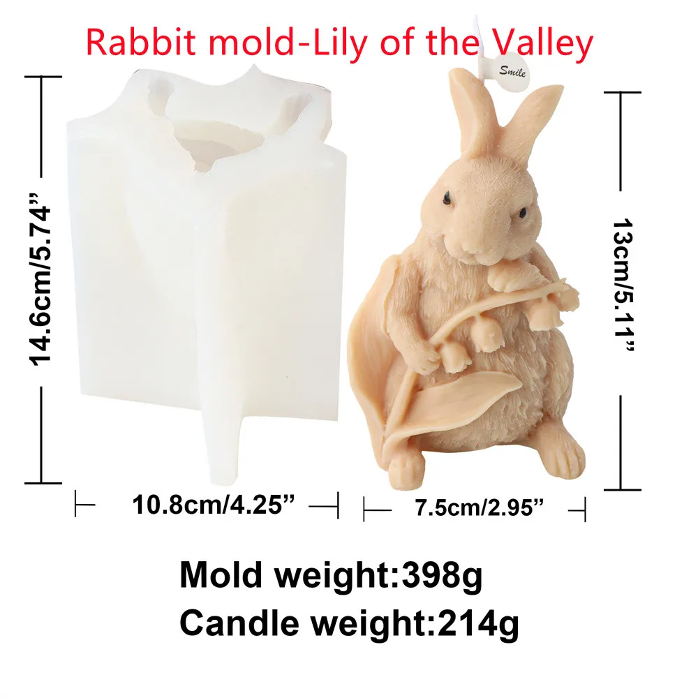 Милый кролик цветок форма пион лилия 3D животное искусственное мыло эпоксидная