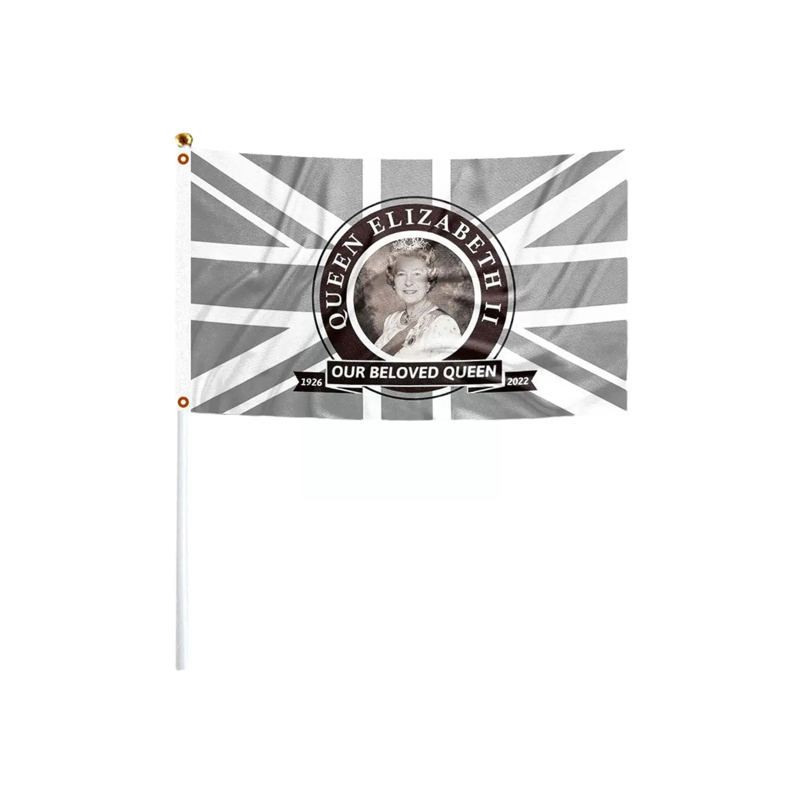 

Queen's Death Commemoration Mourning Hand Waving Flag 22x14.5cm J3x4