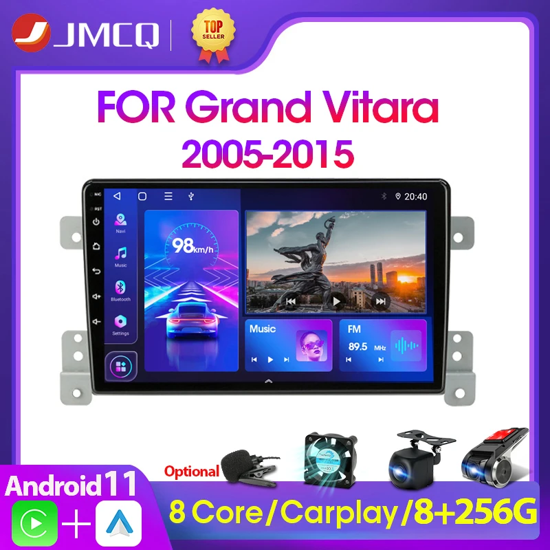 Мультимедийная магнитола JMCQ, мультимедийная стерео-система на Android 11, с 9 экраном, GPS, Wi-Fi, видеоплеером, для Suzuki Grand Vitara, типоразмер 2 din, 2005-2015
