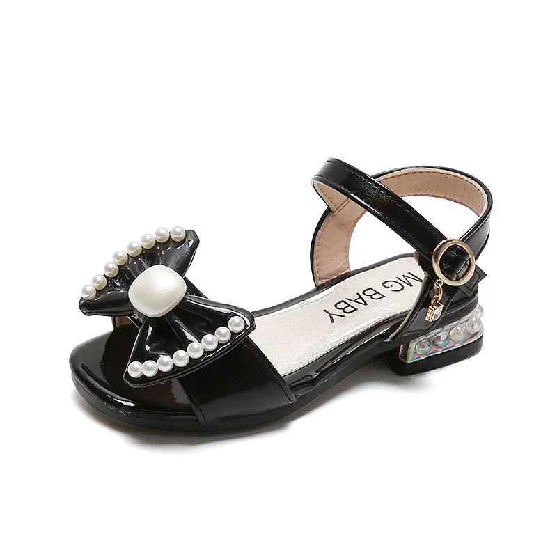 

2022 Summer New Fashion Beaded Bow-knot Princess Sandals Girls Flat Heels Children's Soft Soled Shoes Kids's Fashion Beach Shoes