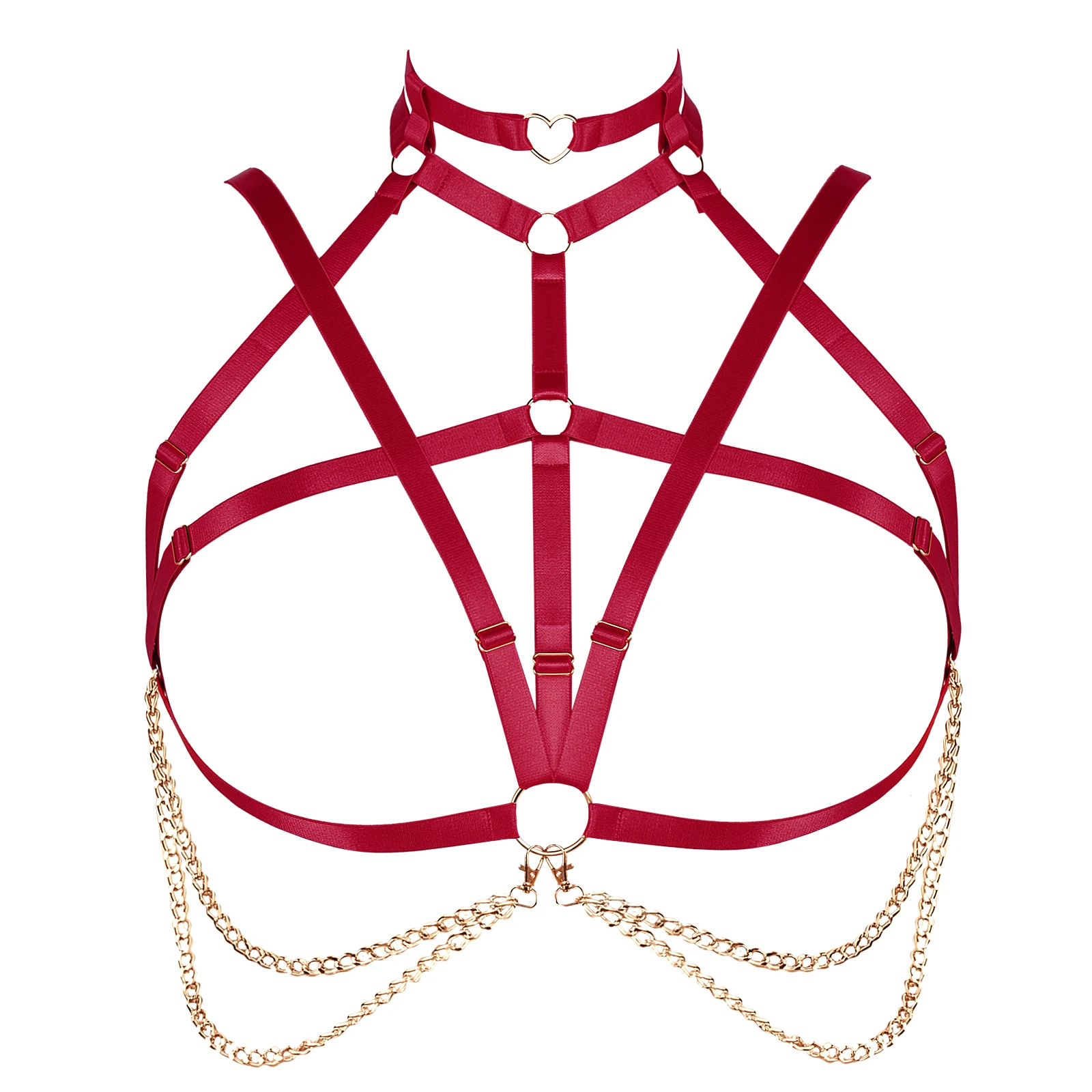 

Fashion 90's Crop Top Goth Rave Women Elastic Body Harness Adjustable Body Stocking Bustier Sexy Harness Cage Bra Pole Dance