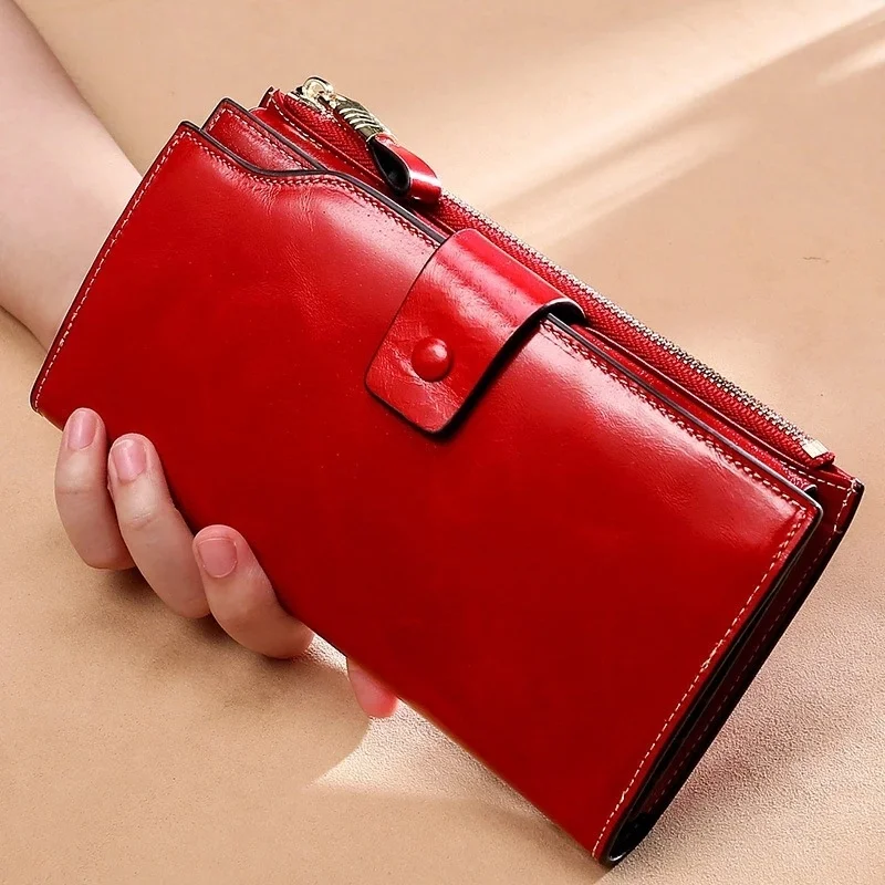 

KANGAROO KINGDOM Vintage Luxury 2023 Women Wallets Genuine Leather Long Zipper Clutch Purse Large Capacity Card Holder Wallet