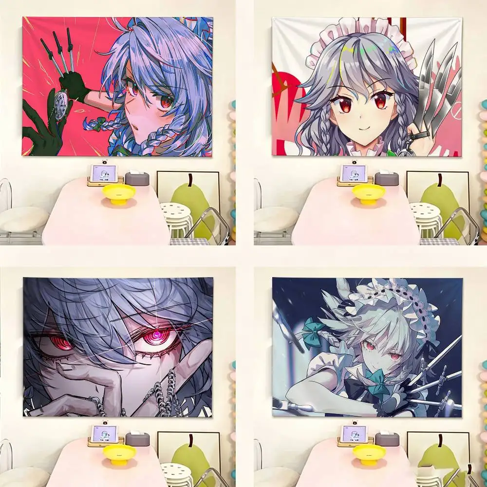 Фото Флаг-гобелен Izayoi Sakuya TOUHOU Project для наружного использования, для гаража, комнаты, декоративный фон-плед №1