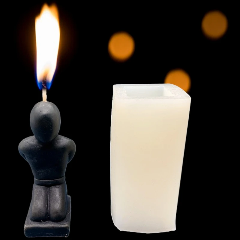 

3D Kneeling Man Candle Mold Silicone Soap Making Mould Fondant Candy Cake Decor 87HA