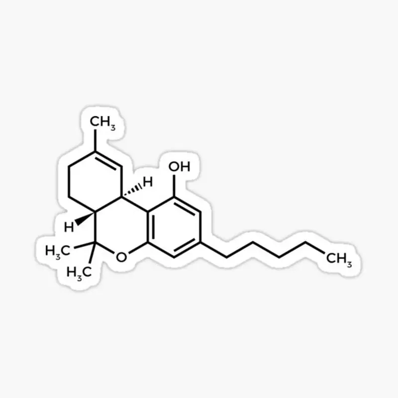 

Наклейка с молекулой THC для декора ноутбука, спальни, автомобиля, милый мультяшный модный чемодан для общественных мест