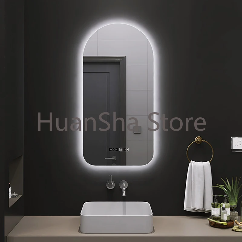 

Smart Irregular Glass Bathroom Mirror Light Hanging Electric Unbreakable Bathroom Mirror Illuminated Espejo Indoor Supplies