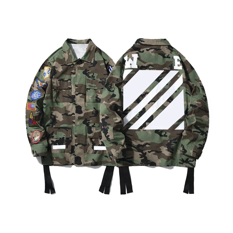 

Autumn trend camouflage embroidery badge workers loose men's and women shirt jacket