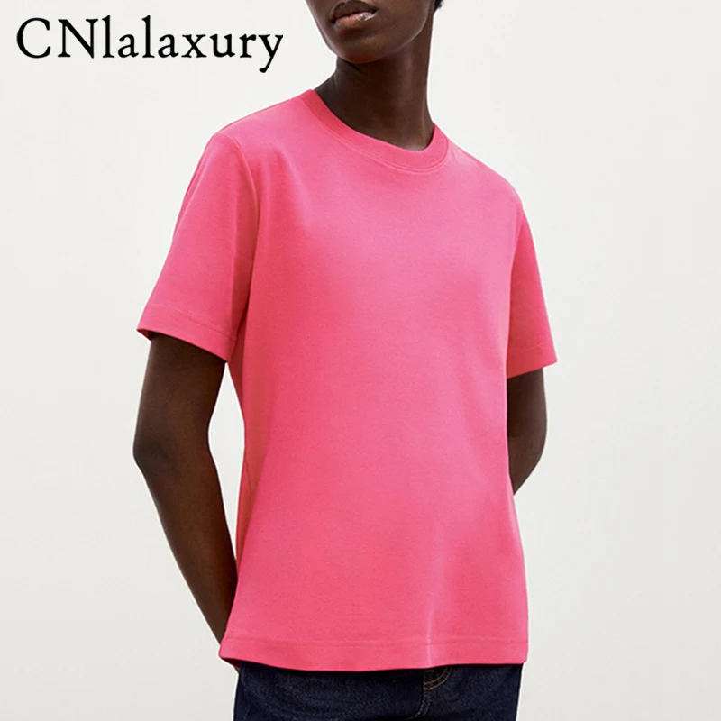 Новинка 2022 летняя футболка CNlalaxury с коротким рукавом женская круглым вырезом